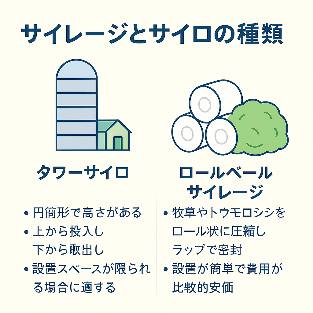 サイレージとサイロのイラスト