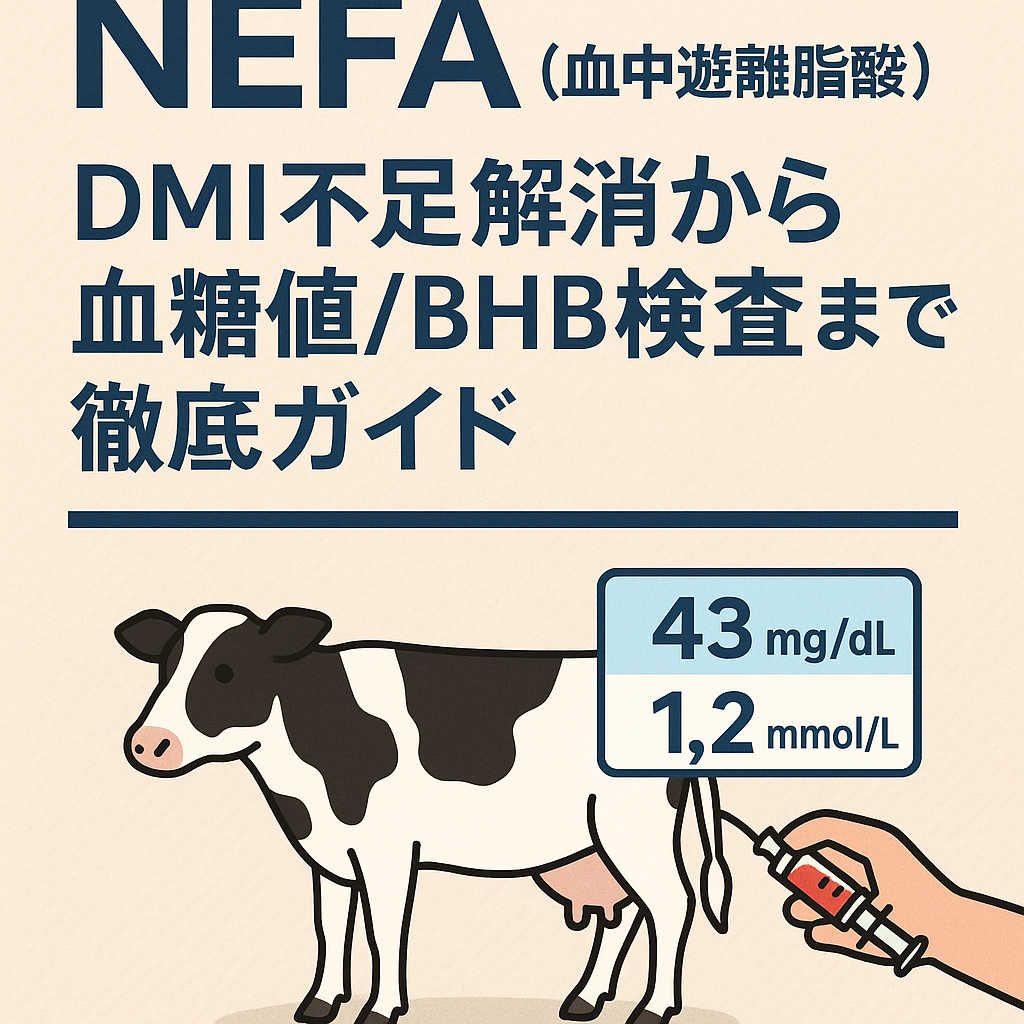 乳牛のNEFA管理ガイド｜DMI不足解消と血糖値・BHB検査方法｜脂肪肝・ケトーシスリスクを低減する実践事例