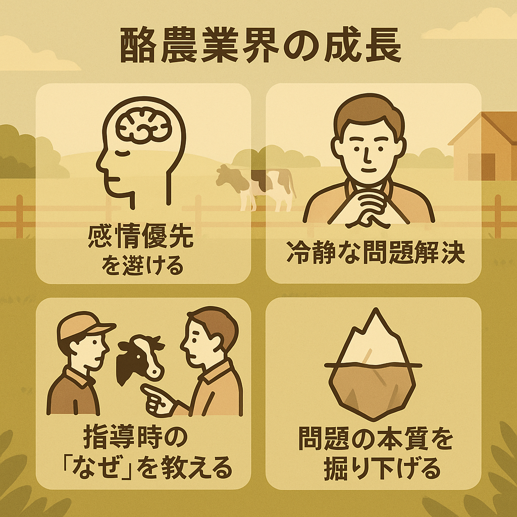 成長を妨げる感情優先の行動パターン
冷静な問題解決の重要性と実践例
新人育成で実践する『なぜ』を教える指導法
問題の本質に迫る『氷山の一角』思考