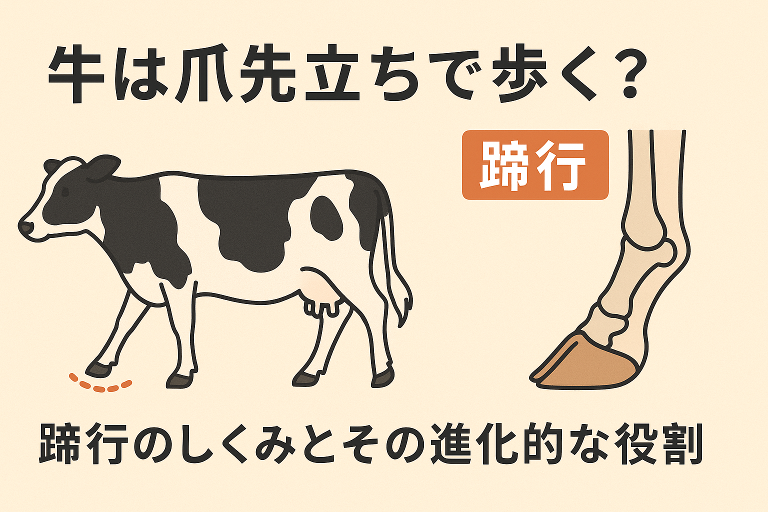 Structure of bovine hoof and digitigrade locomotion adapted for efficient movement