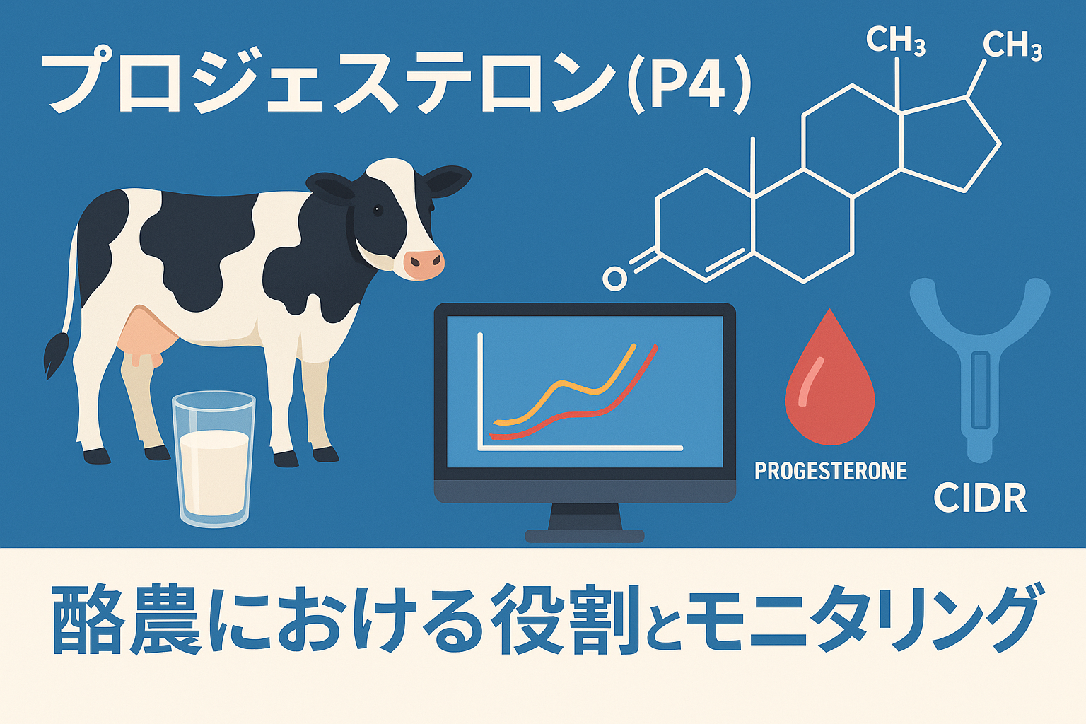 プロジェステロン（P4）管理と繁殖効率向上のための酪農技術解説図