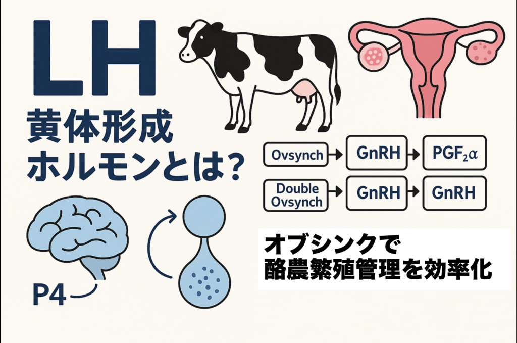 酪農におけるLH(黄体形成ホルモン)の役割と繁殖管理プログラム解説図