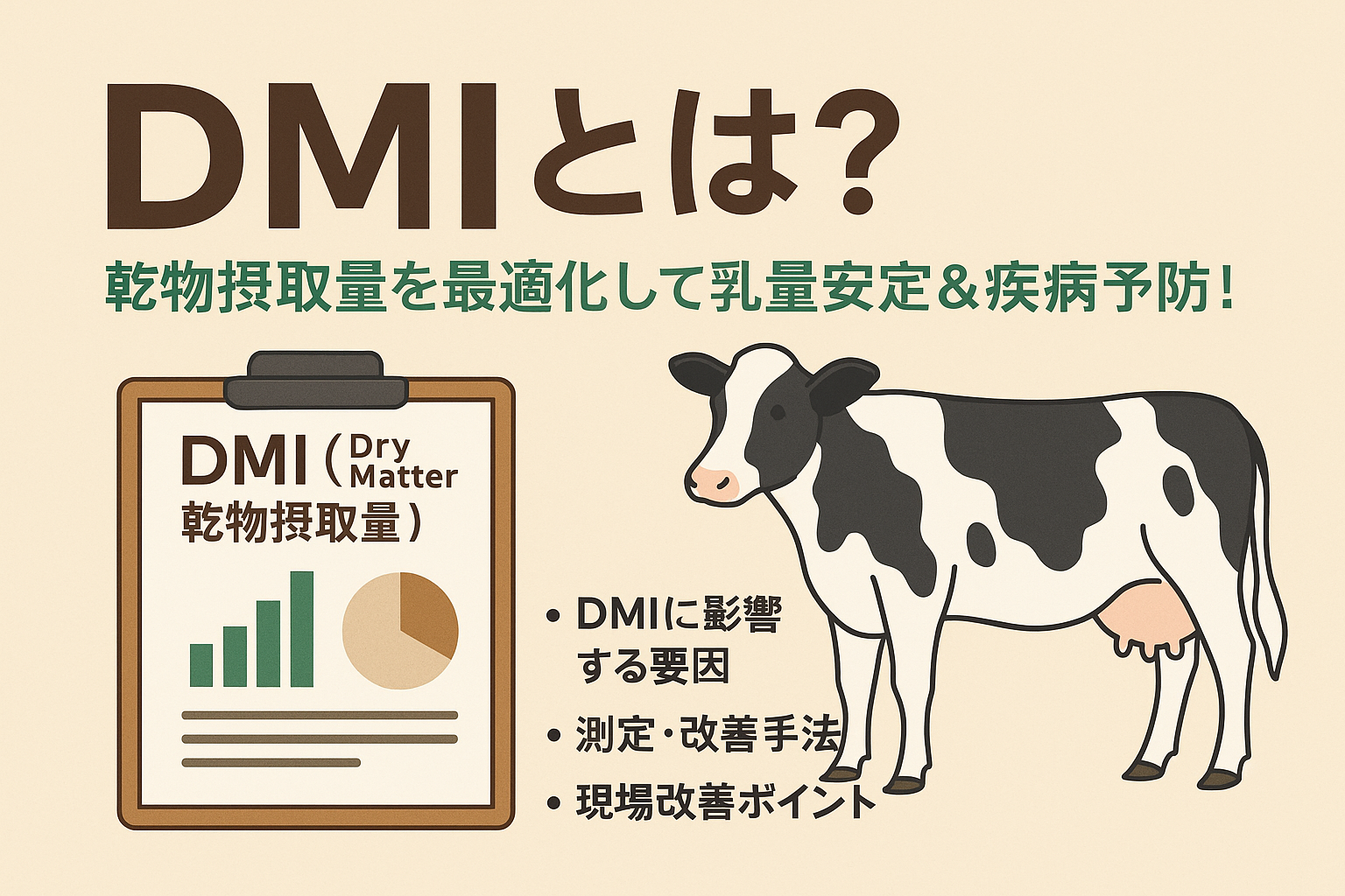 DMI(乾物摂取量)解説アイキャッチ画像|乳牛の健康管理と生産性向上のための指標