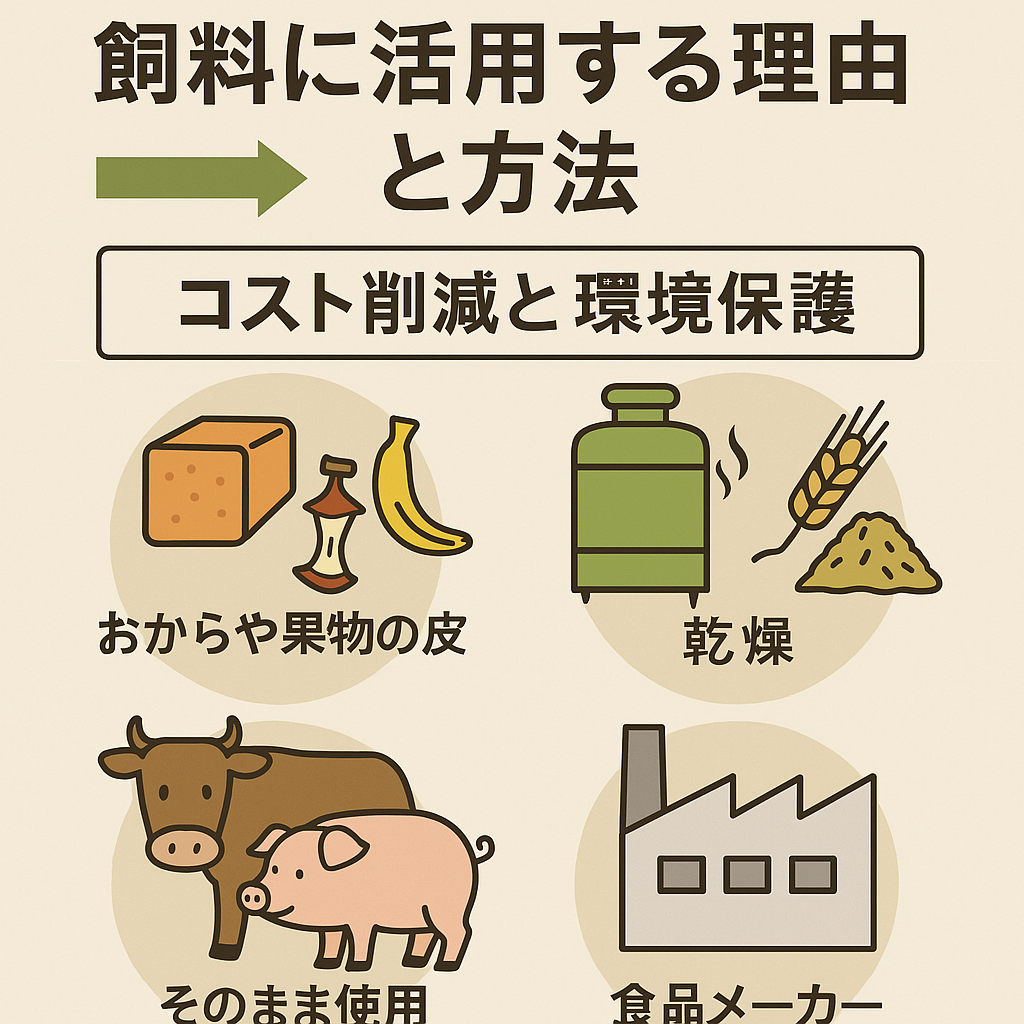 食品製造副産物の使い方を示すイラスト