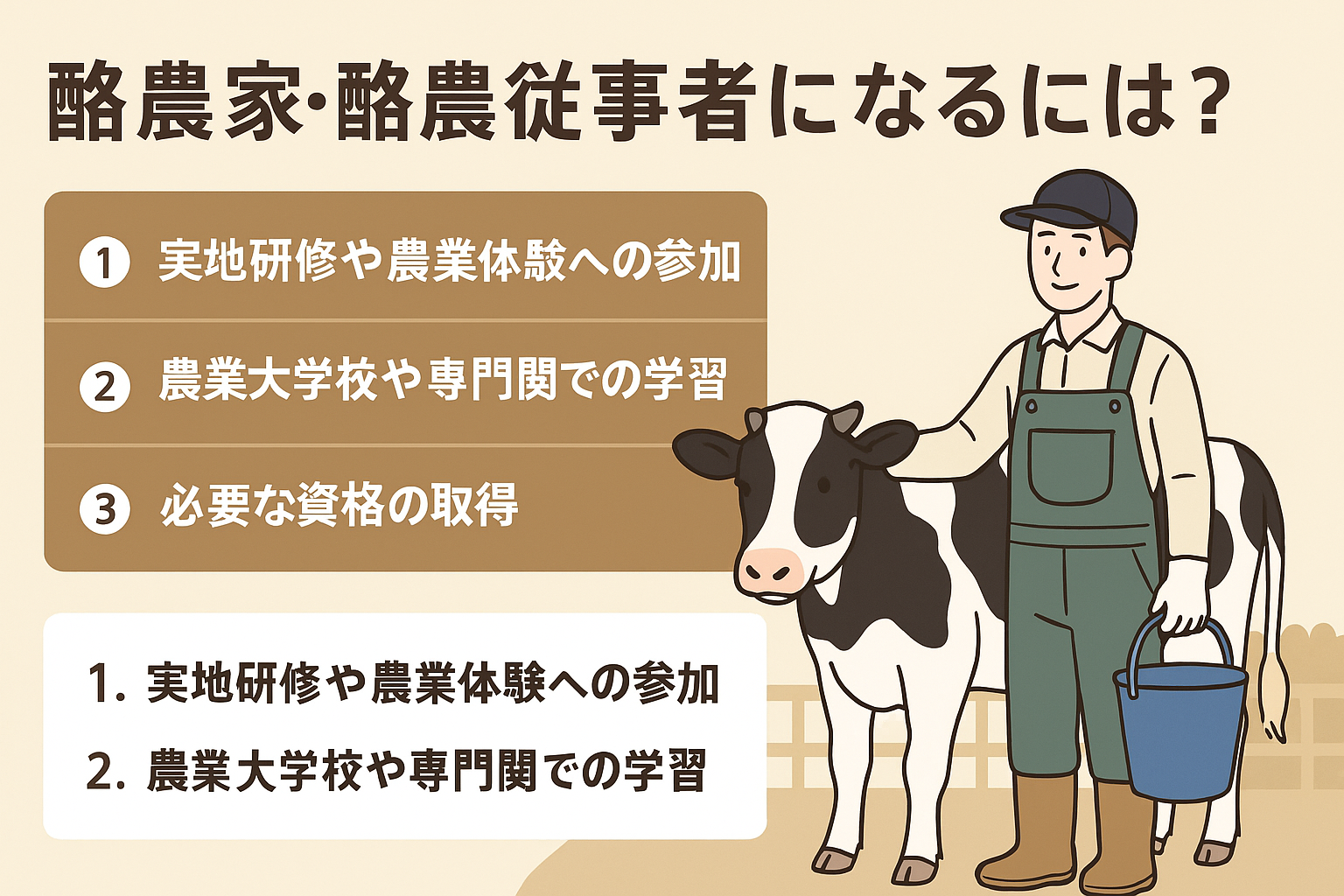 未経験から酪農家を目指す人々と牧場の風景