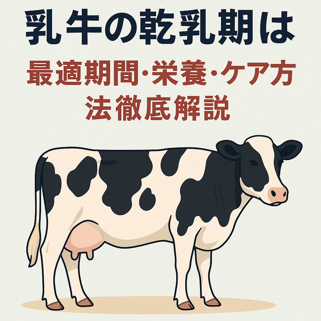 乳牛の乾乳期に必要な最適な期間・栄養管理・ケア方法を図解したイラスト