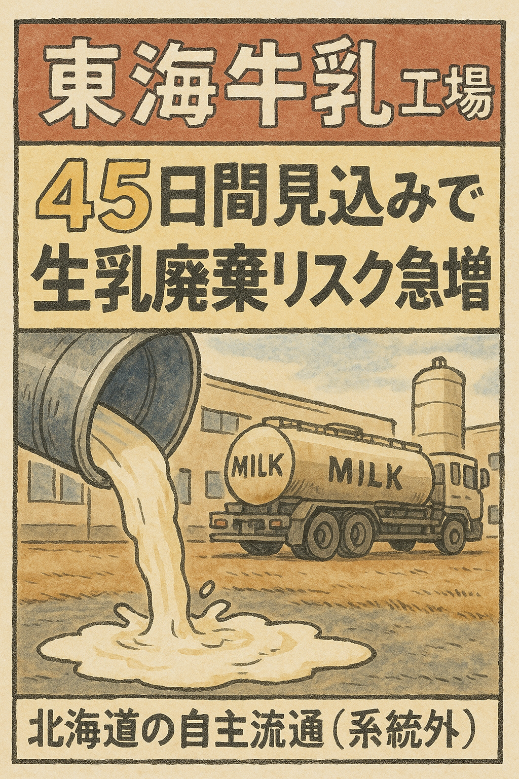 東海牛乳工場停止による北海道酪農家の生乳廃棄リスク