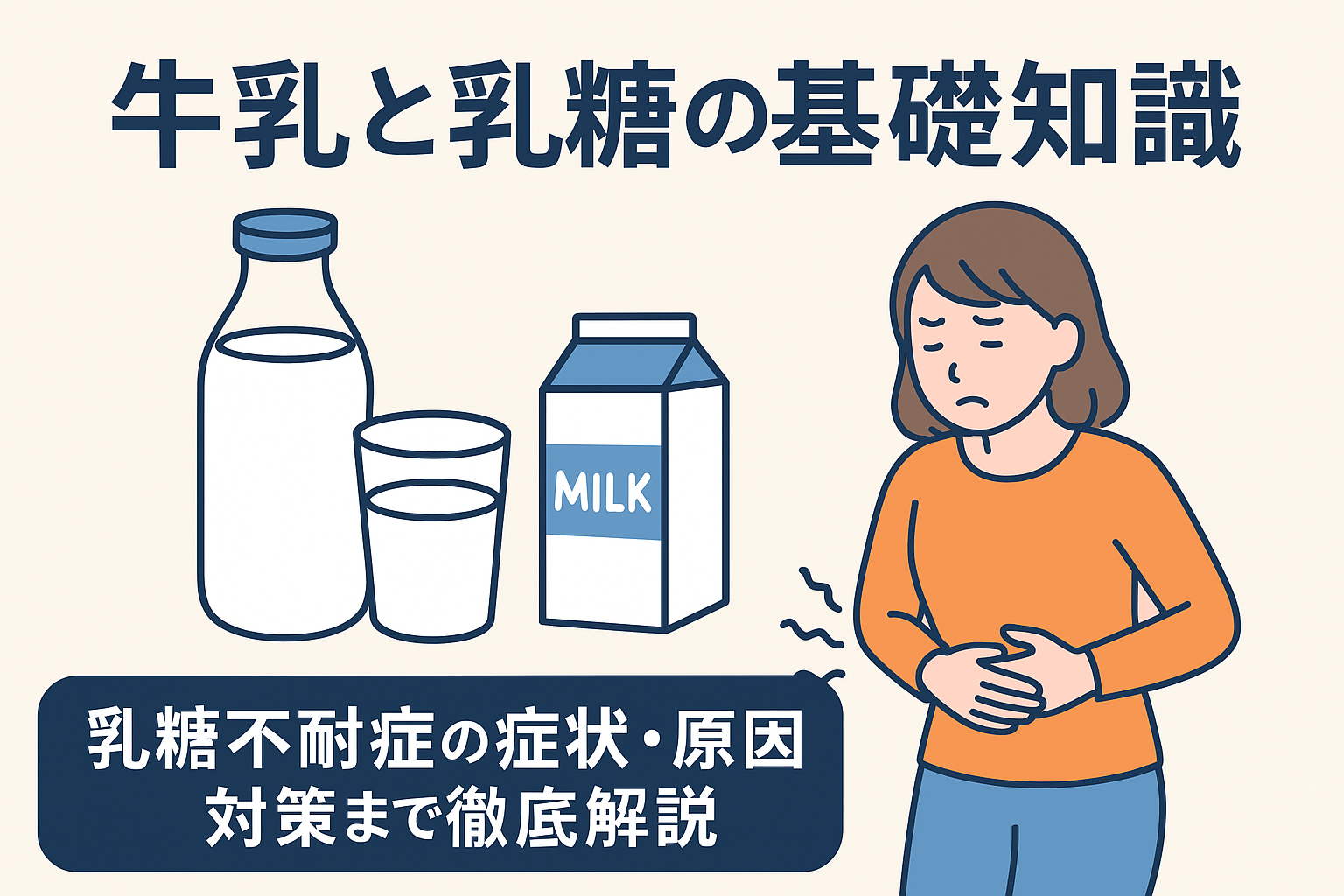 牛乳と乳糖の基礎知識と乳糖不耐症対策のイメージ