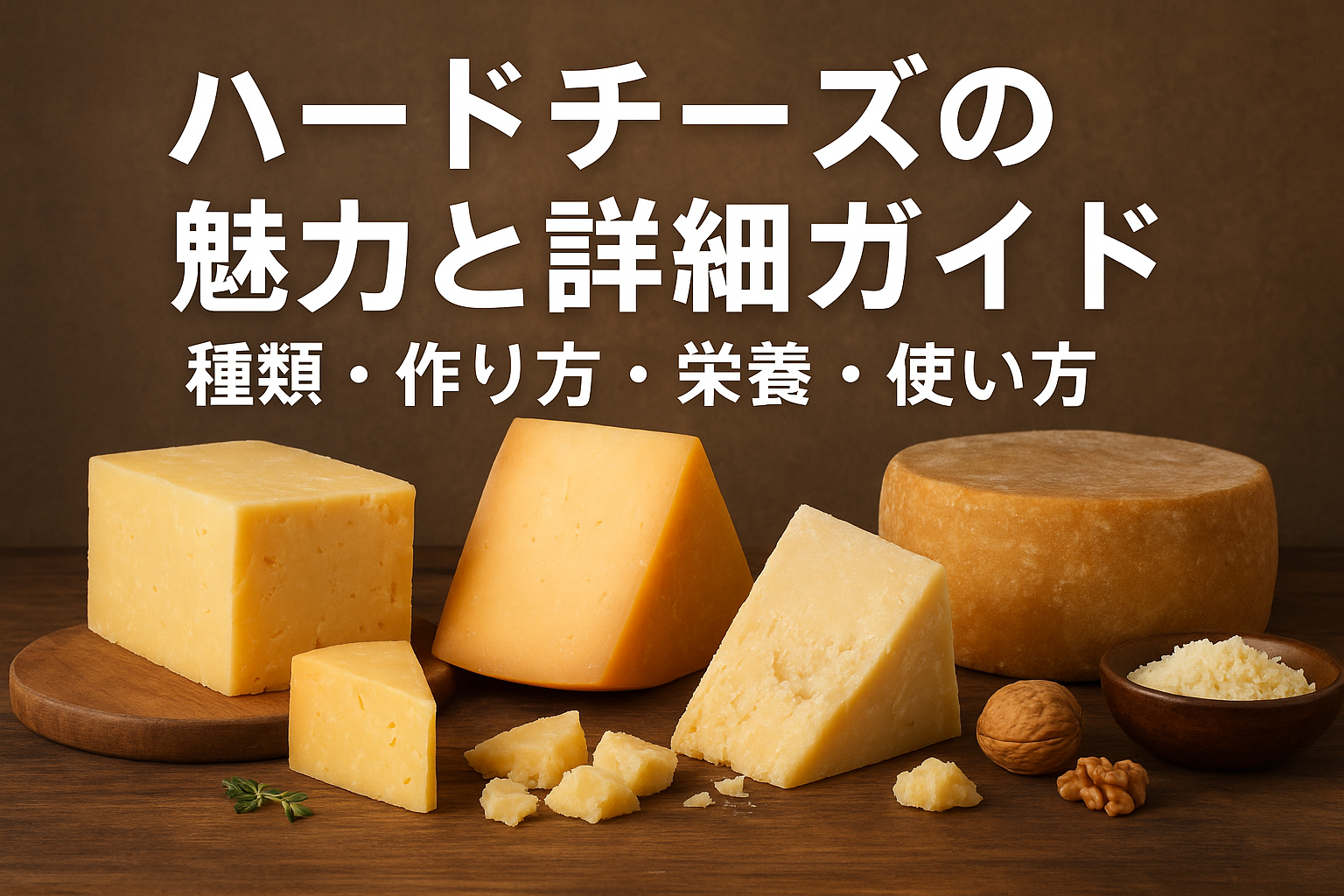 ハードチーズの種類と特徴を解説するガイド画像｜栄養・作り方・使い方