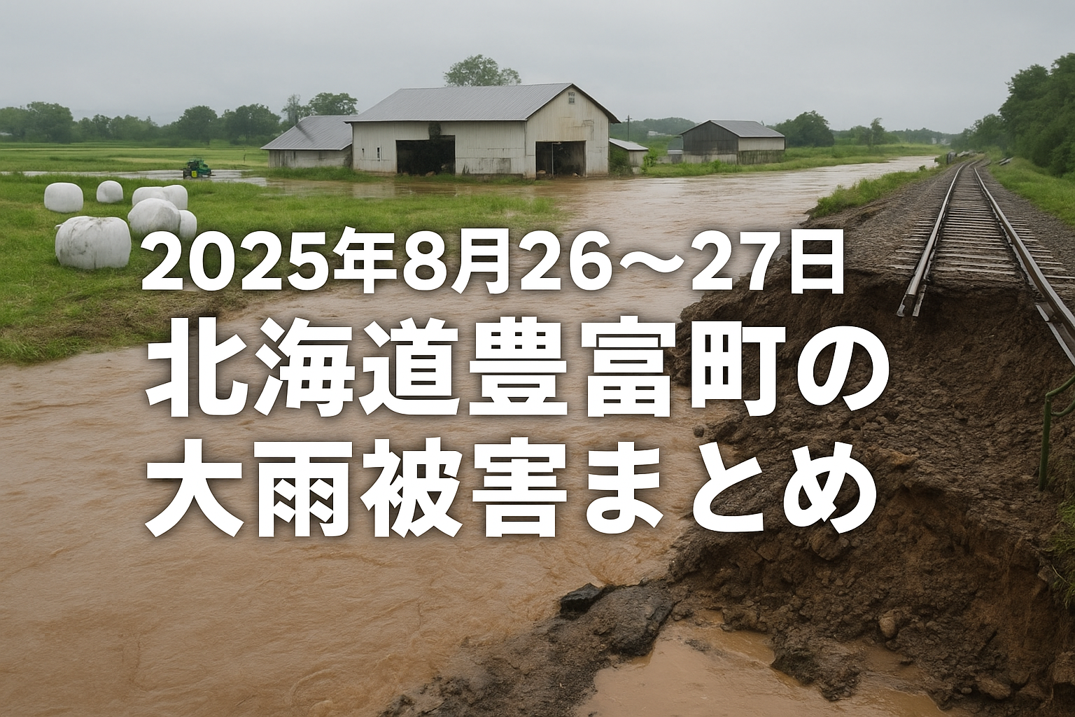 2025年8月北海道豊富町の大雨被害｜JR宗谷線路盤流出と酪農被害の様子