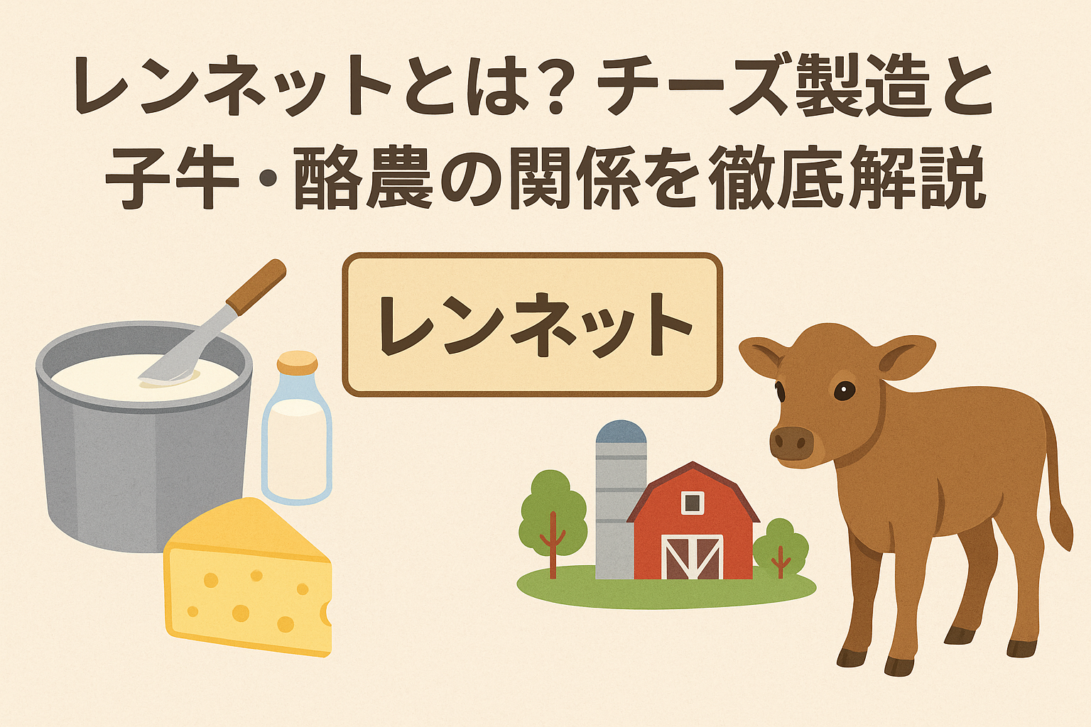 レンネットとは？チーズ製造と子牛・酪農の関係を解説するアイキャッチ画像