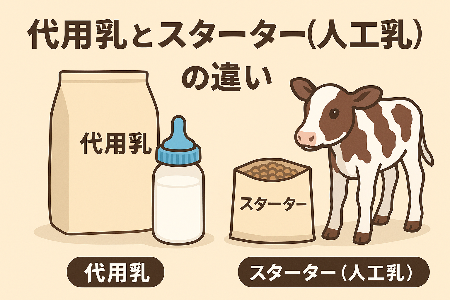 代用乳とスターターで育つ子牛