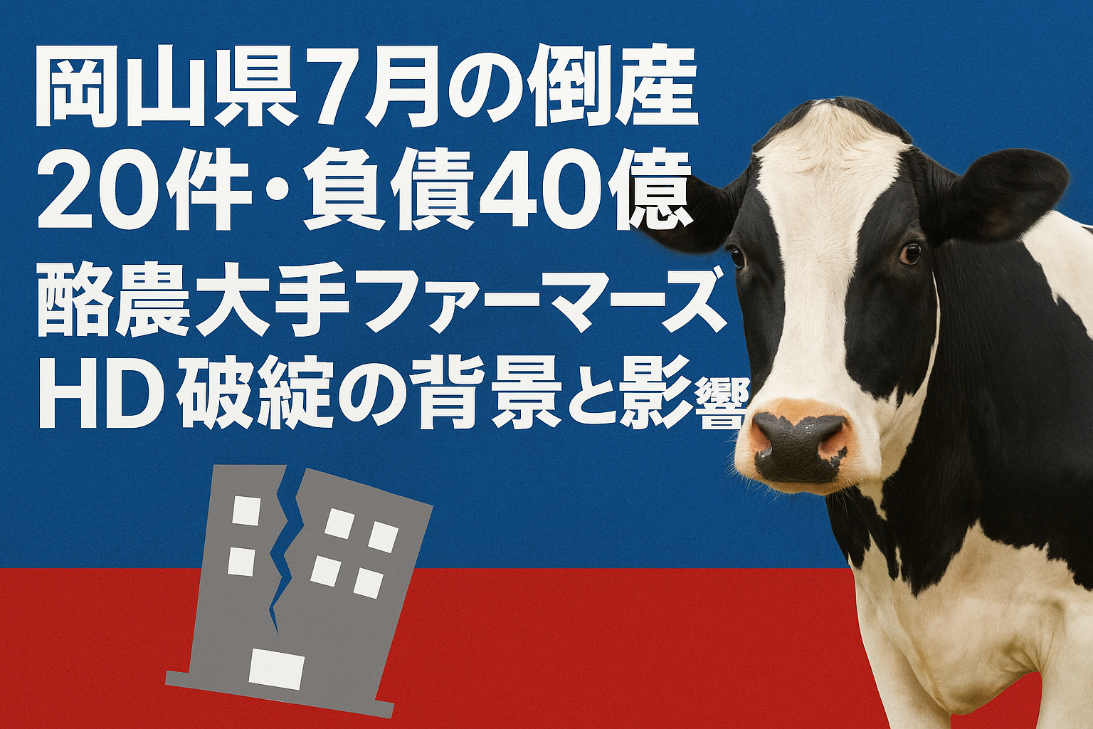 岡山県7月倒産20件・負債40億円超｜酪農大手ファーマーズHD破綻と地域酪農への影響
