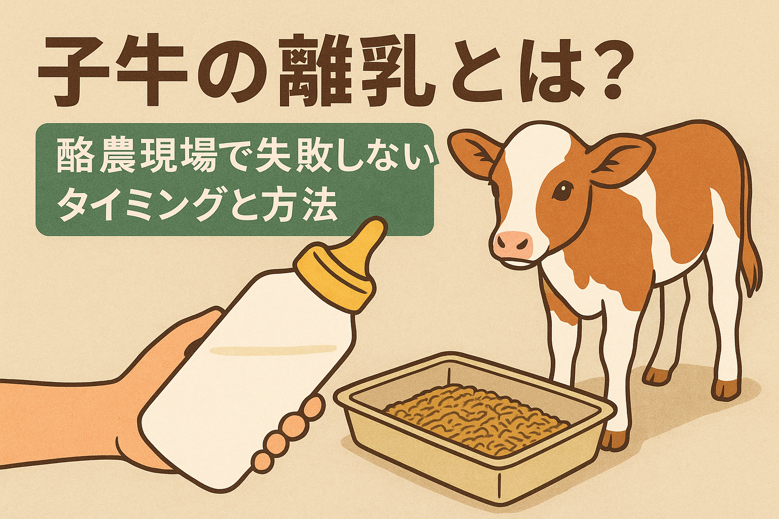 子牛の離乳とは？酪農現場で失敗しないタイミングと方法を解説するアイキャッチ画像