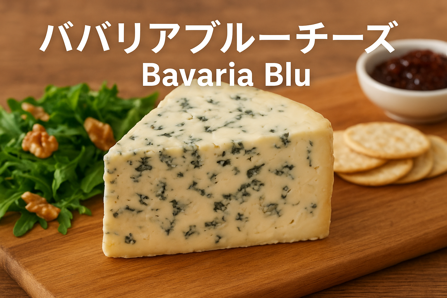 ババリアブルーチーズ Bavaria Blu の断面と盛り付け例 – ドイツ産マイルドなブルーチーズ