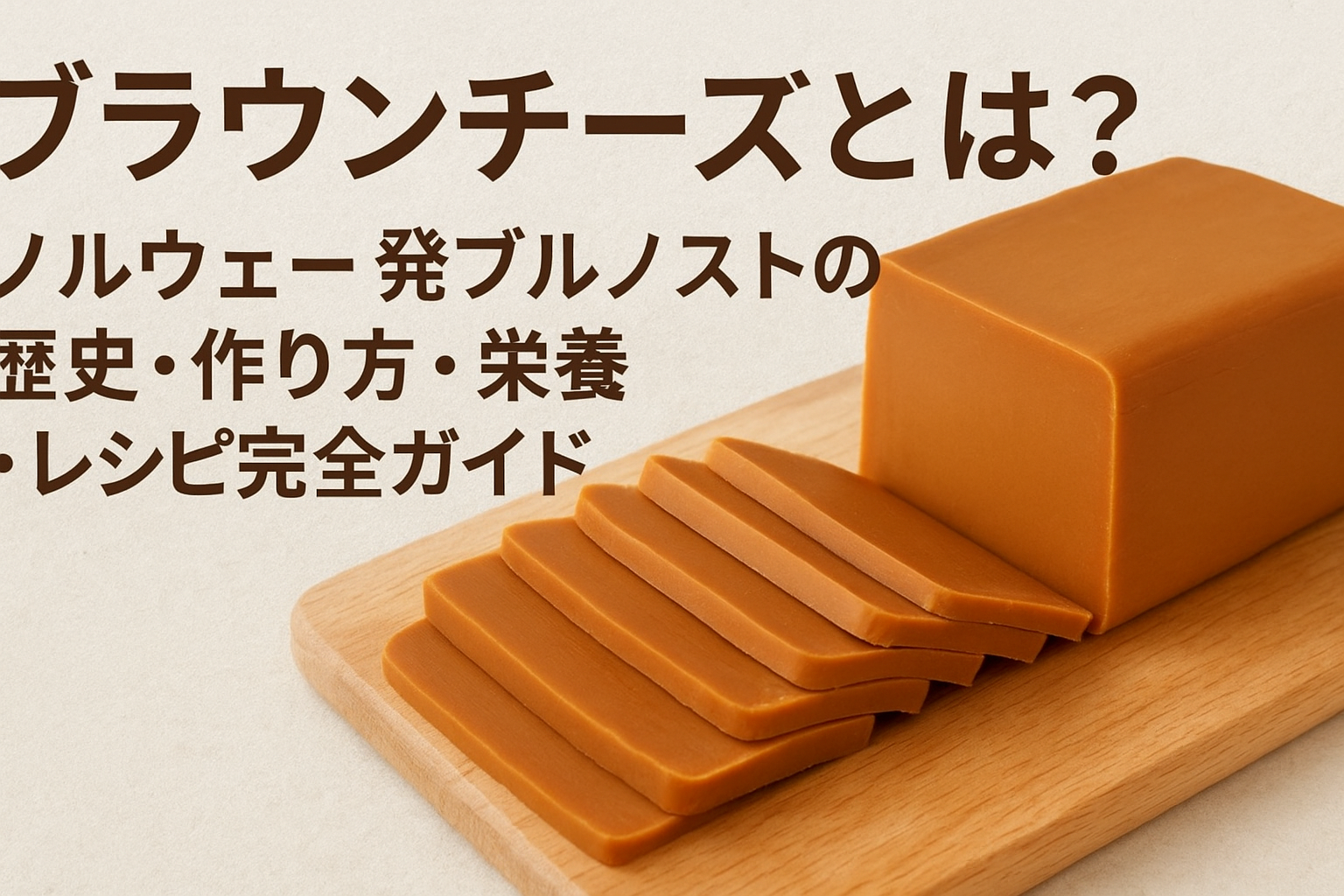 ブラウンチーズ（ブルノスト）をカットした画像｜ノルウェー発のキャラメル風味チーズ