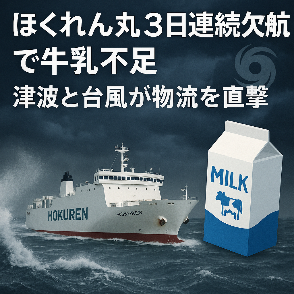 ほくれん丸欠航による北海道生乳輸送遅延と首都圏牛乳不足