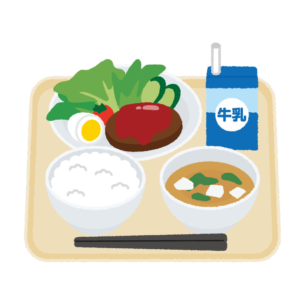 学校給食のイラスト｜栄養バランスと食育