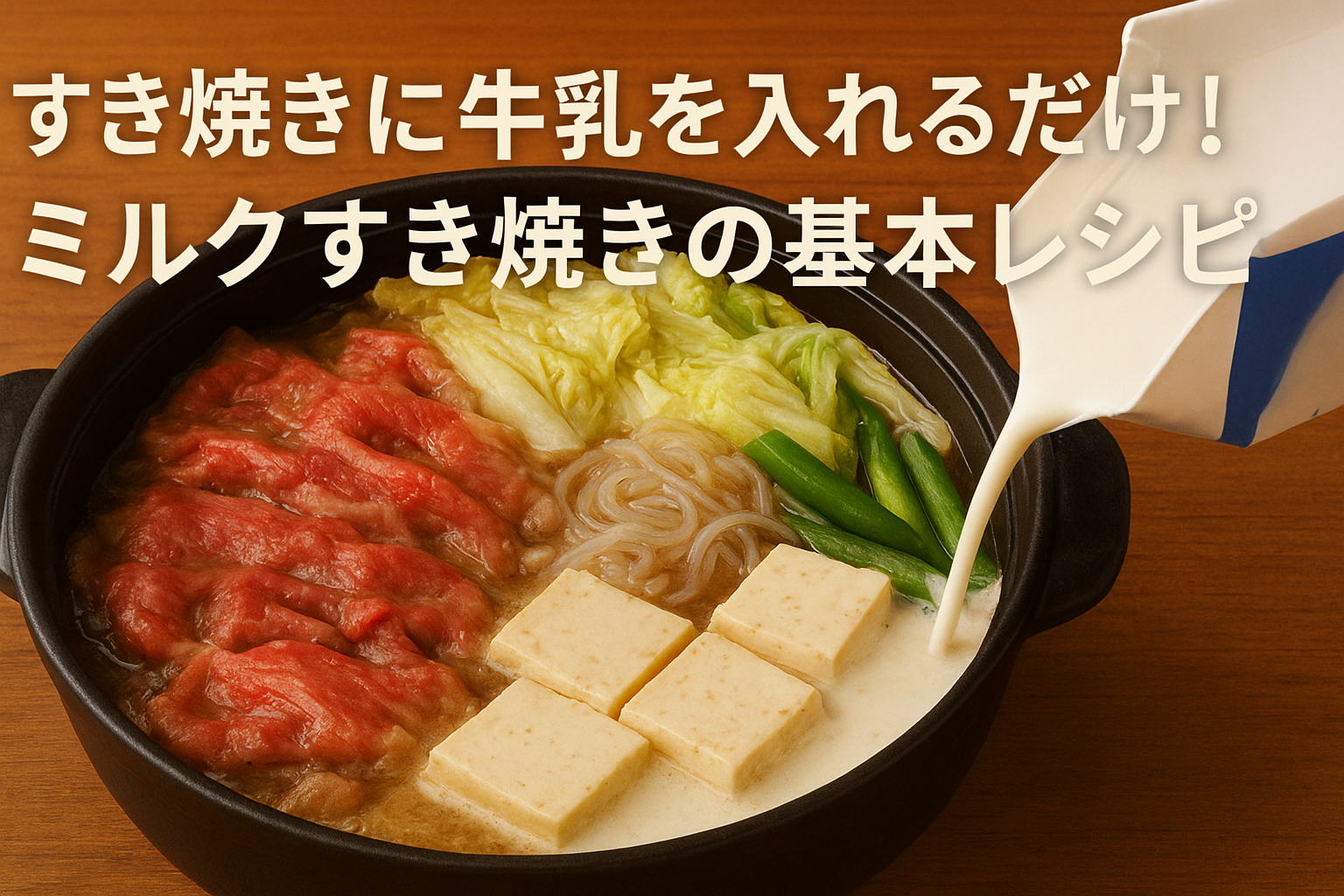 牛乳を加えたミルクすき焼きの基本レシピ｜まろやかでコクのあるすき焼き鍋