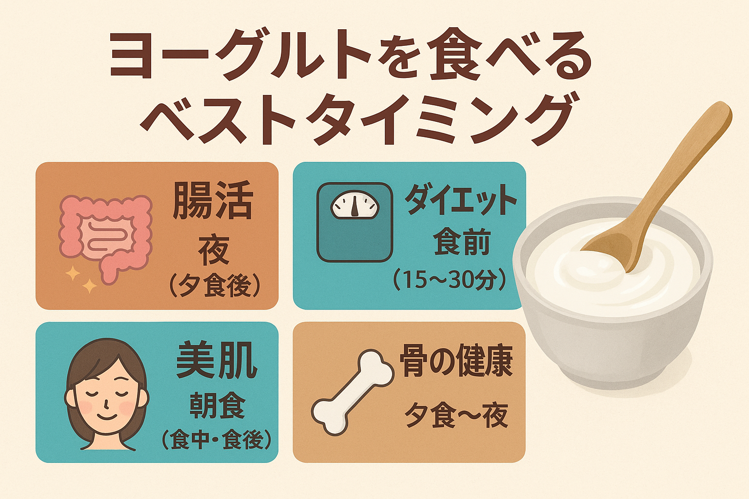 ヨーグルトを食べるベストタイミング｜腸活・ダイエット・美肌・骨の健康別ガイド