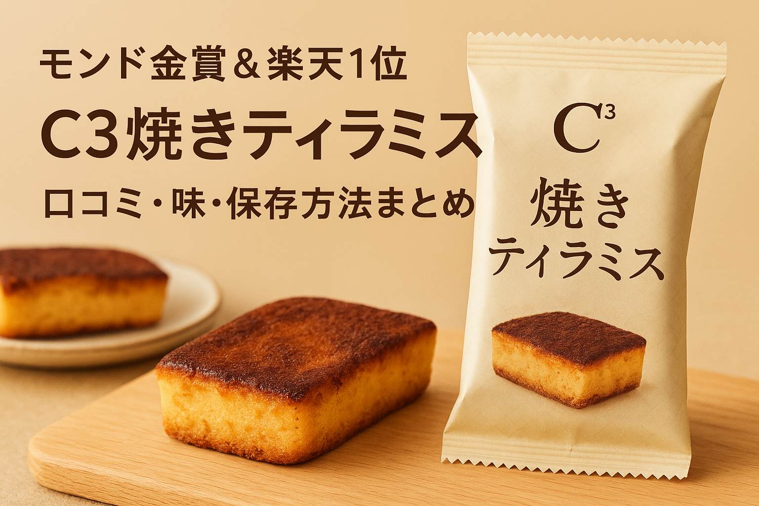 C3（シーキューブ）焼きティラミス｜モンド金賞＆楽天1位受賞、しっとり食感の焼きティラミスをパッケージと実物で紹介
