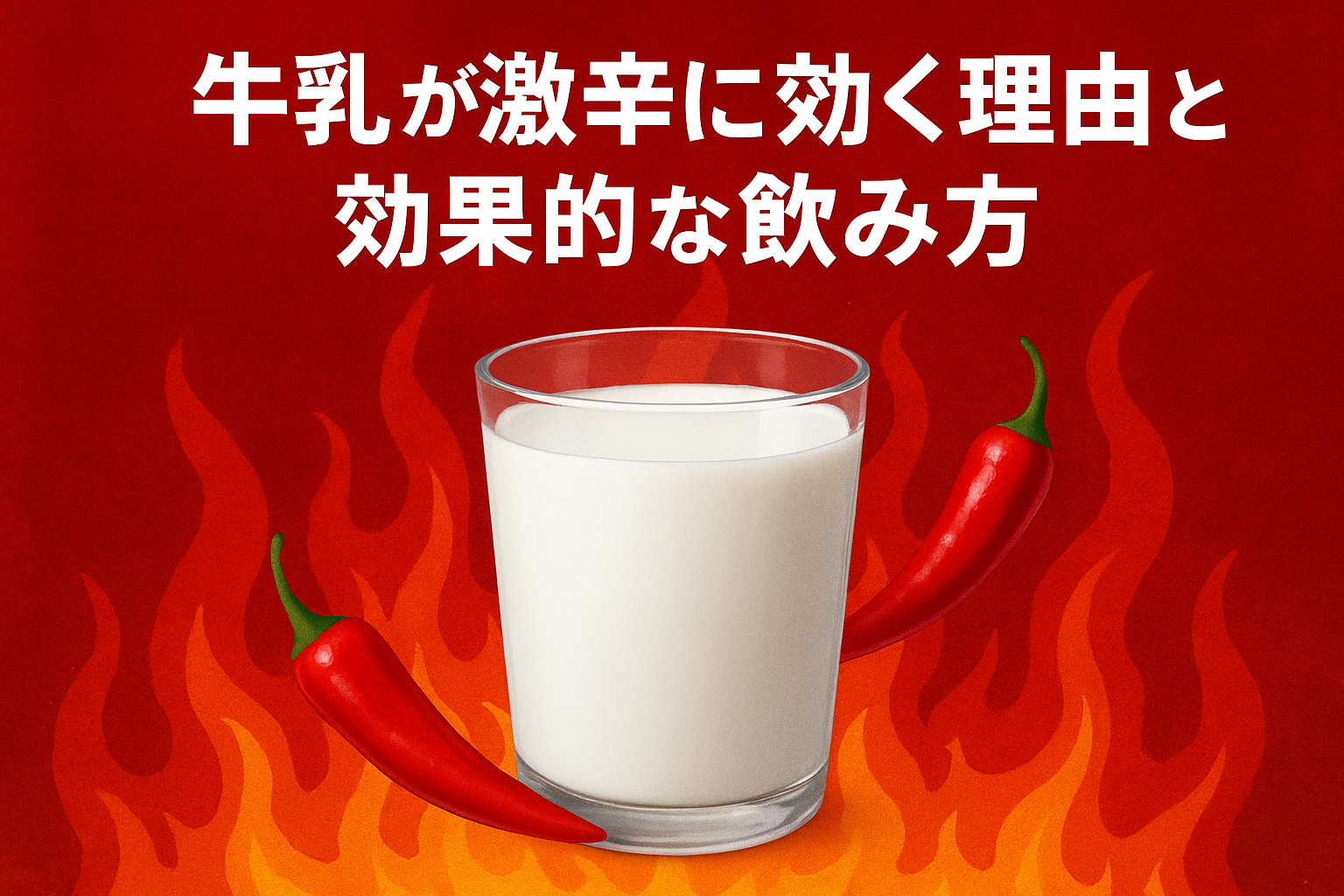 牛乳が激辛料理の辛さを和らげる理由と効果的な飲み方を解説するアイキャッチ画像
