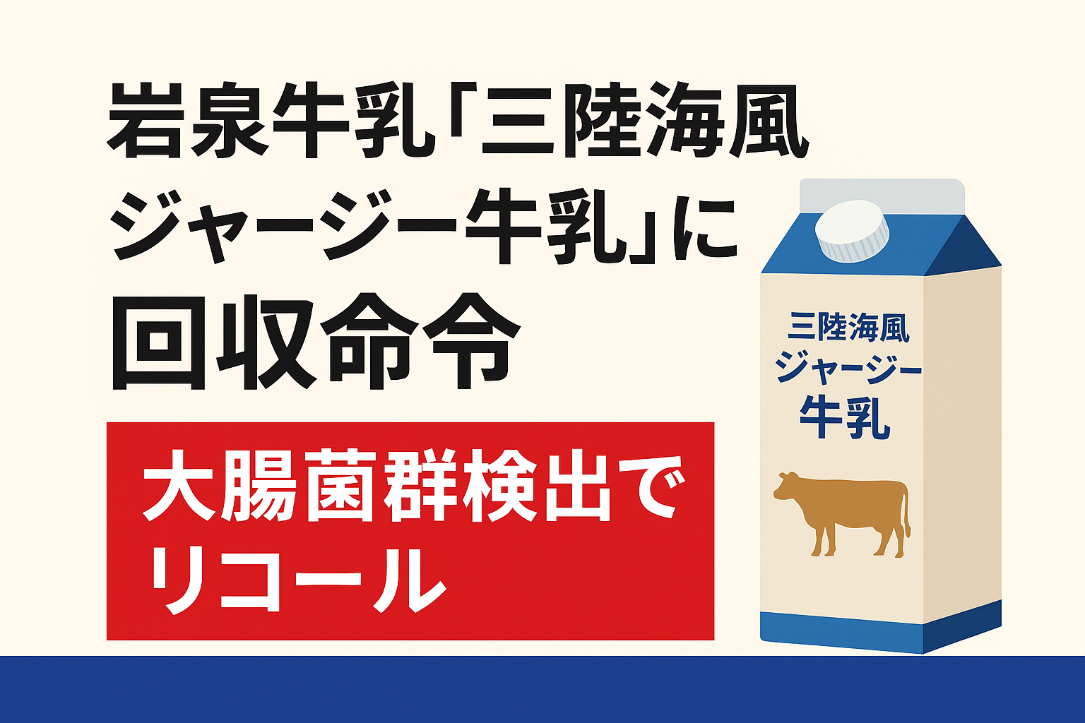 岩泉牛乳「三陸海風ジャージー牛乳」回収命令｜宮古保健所が大腸菌群検出でリコール