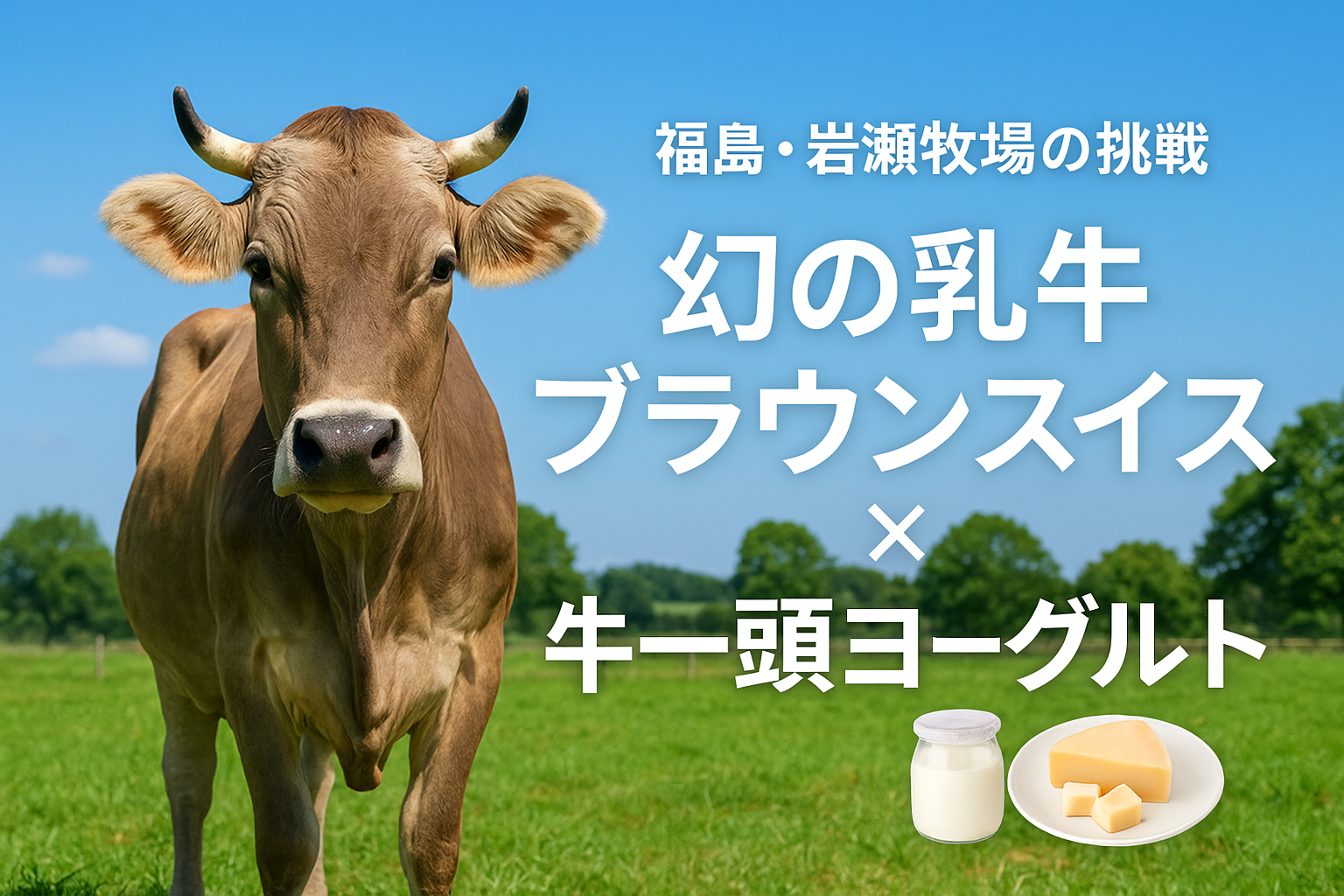 福島・岩瀬牧場のブラウンスイス牛と牛一頭ヨーグルト・チーズのアイキャッチ画像