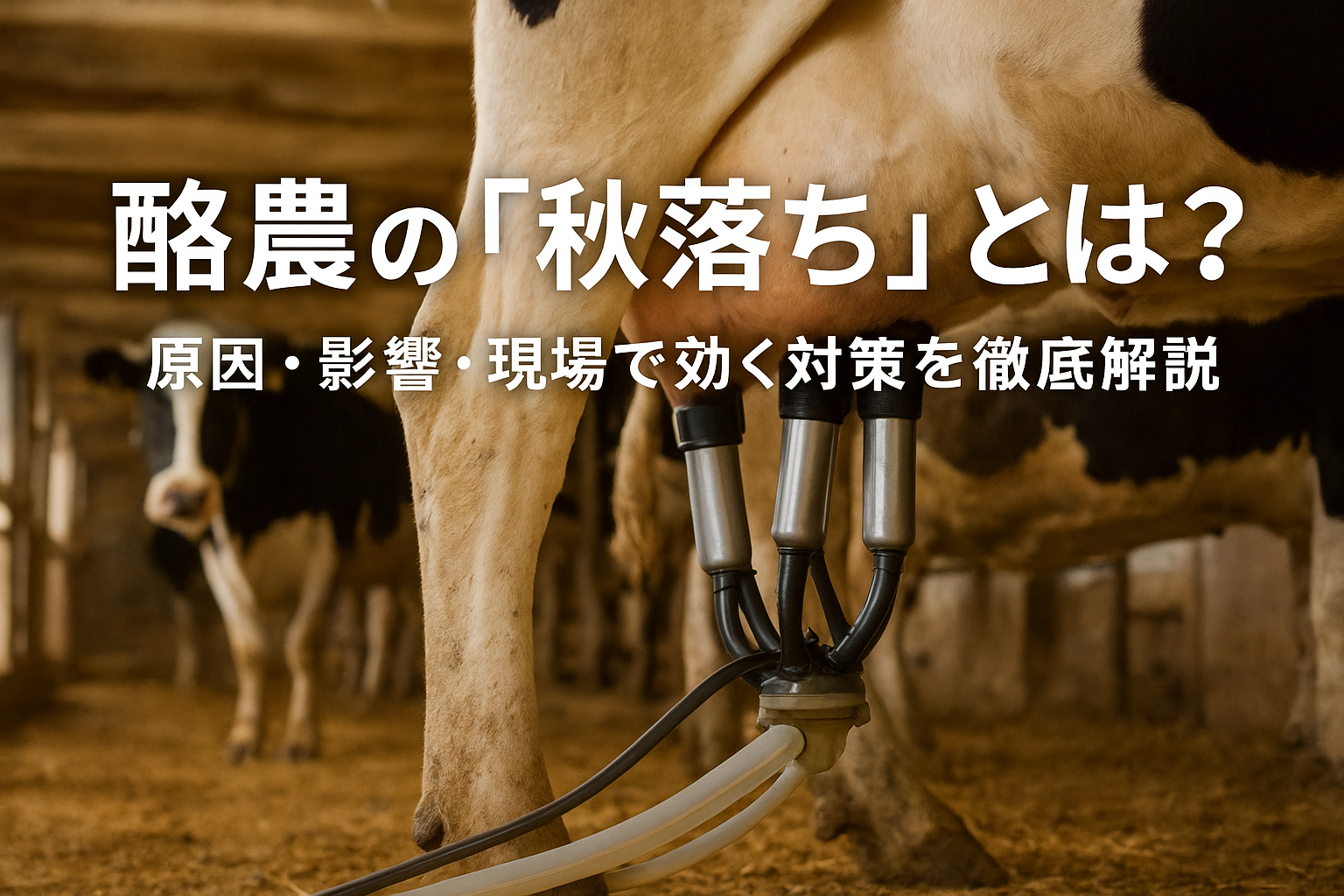 秋落ちで乳量が低下する酪農現場の牛舎とライトコントロールの様子