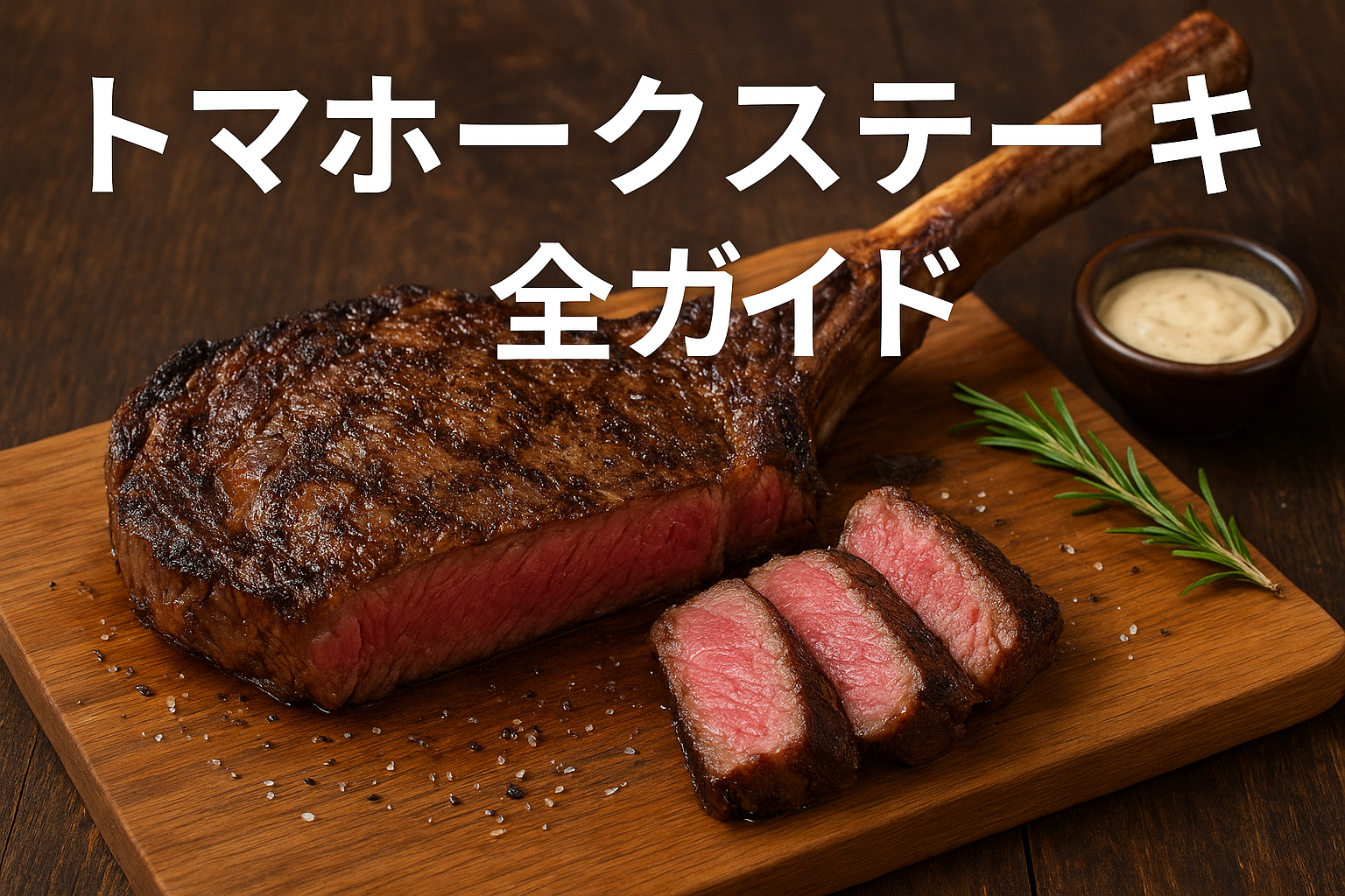 トマホークステーキ（骨付きリブアイ）の焼き上がり写真｜逆焼きでジューシーに仕上げる焼き方・レシピ・内部温度目安