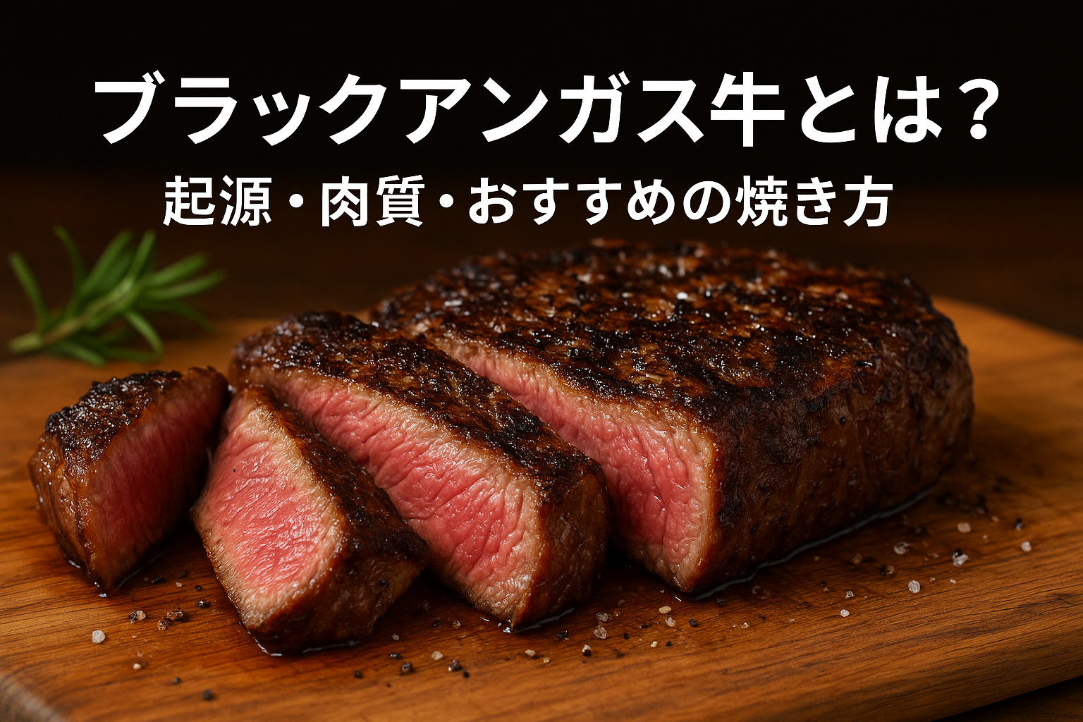 ブラックアンガス牛ステーキ（ミディアムレア）｜厚切りの赤身と焼き目、調理法ガイド用