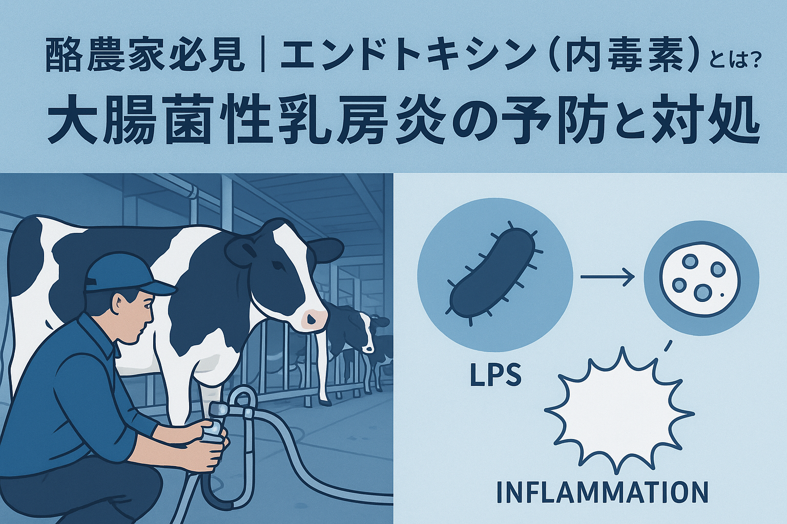 酪農家向けエンドトキシン解説|大腸菌性乳房炎の予防と対処法を図解で紹介
