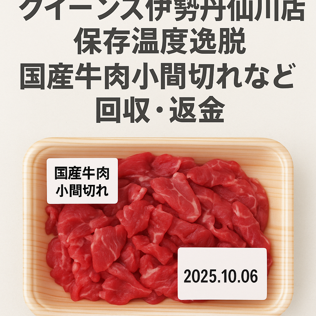 クイーンズ伊勢丹仙川店 精肉コーナー｜保存温度逸脱で回収対象の国産肉