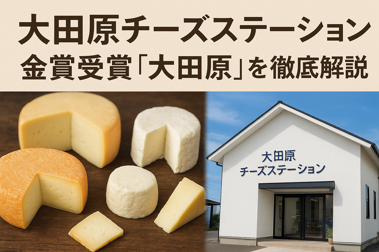 大田原チーズステーションの金賞受賞チーズ「大田原」と工房外観｜那須の生乳を使った職人製チーズ