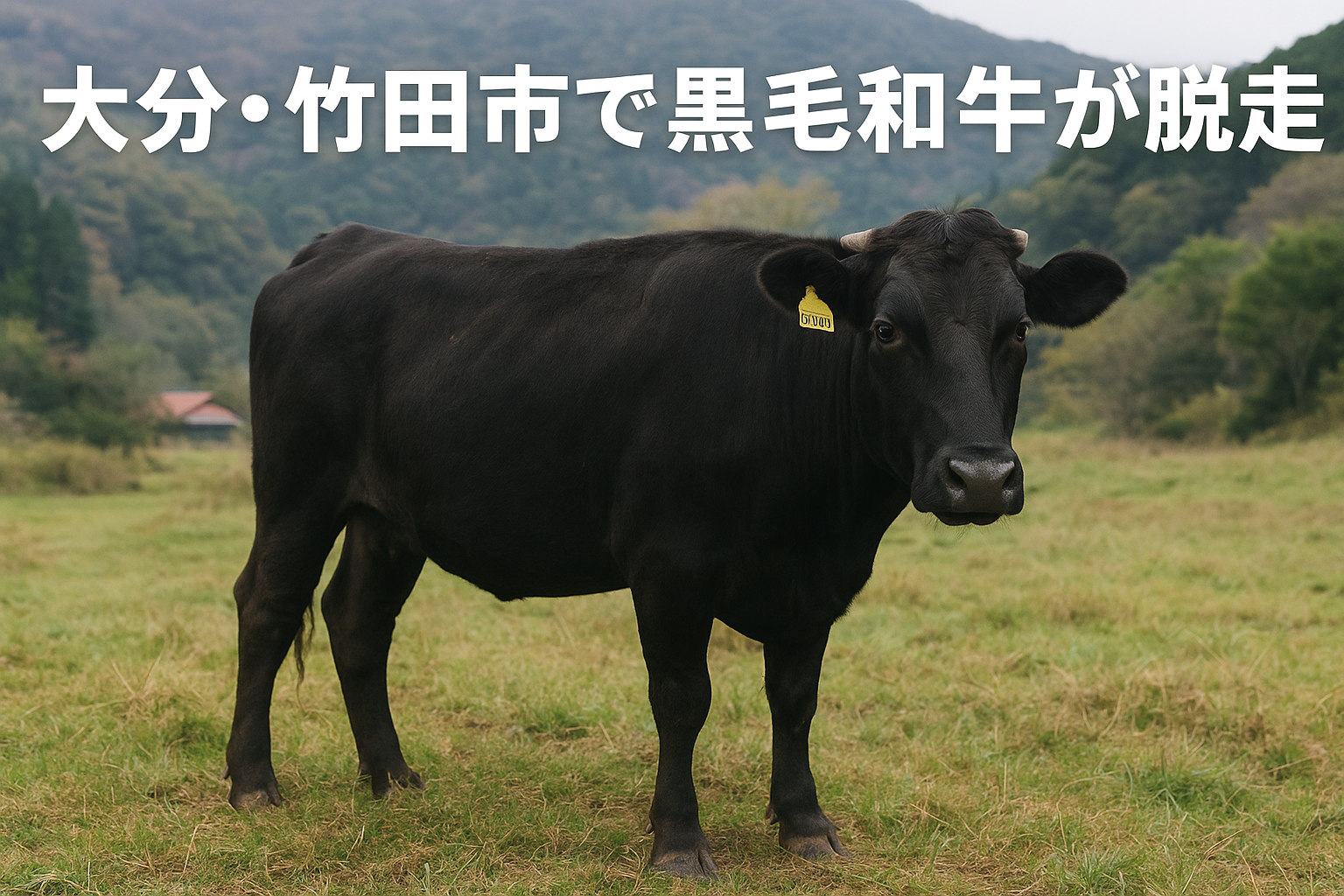 大分県竹田市で脱走した妊娠中の黒毛和牛の状況を伝えるアイキャッチ画像