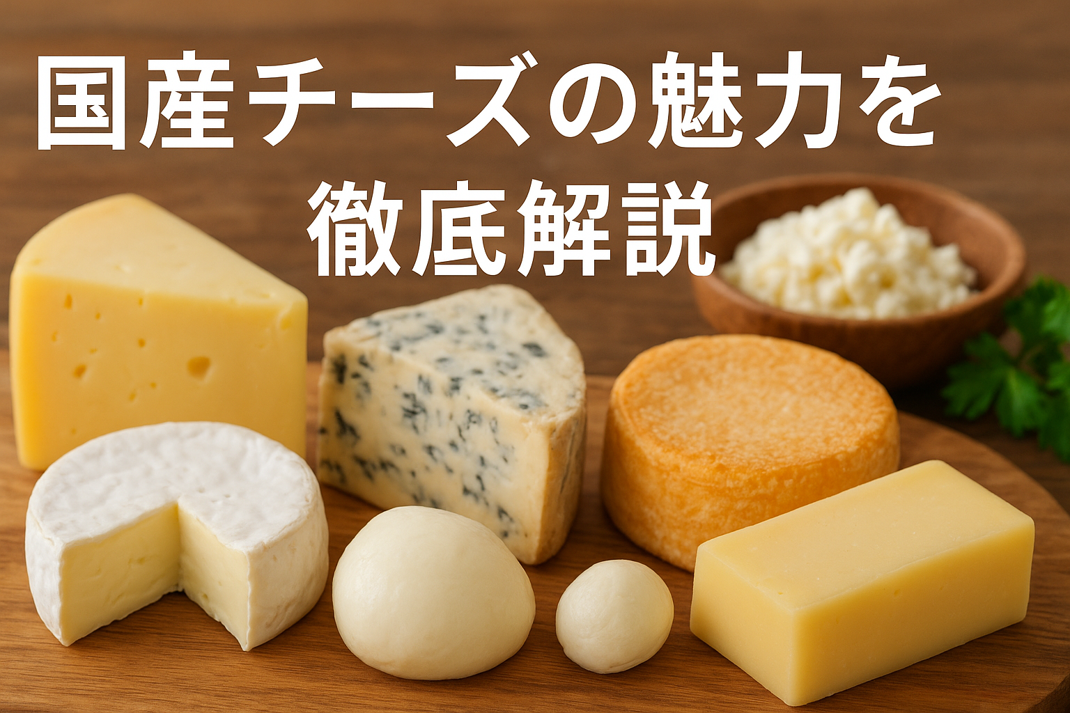 国産チーズの魅力を解説するアイキャッチ画像｜日本産チーズの種類と特徴が分かる盛り合わせ写真