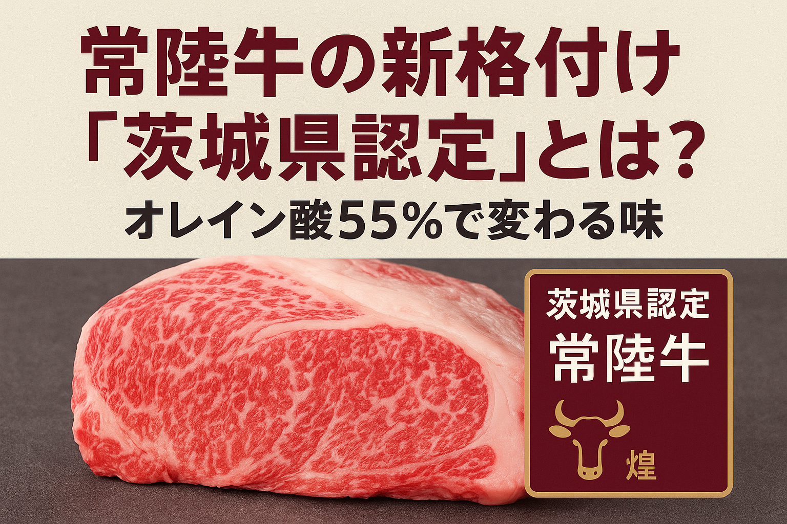 常陸牛の新格付け「茨城県認定」とは？オレイン酸55％で変わる味を紹介するアイキャッチ画像