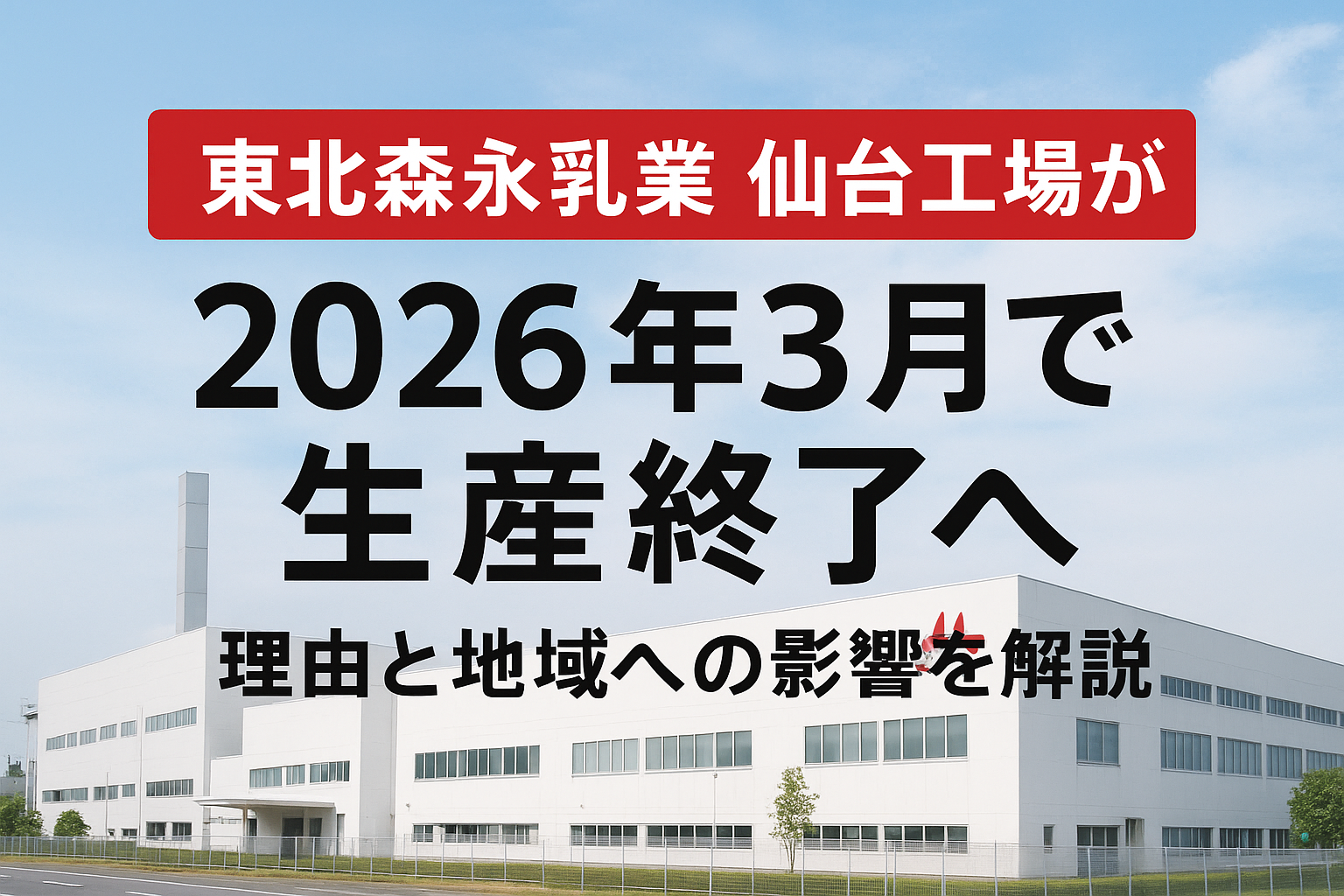 東北森永乳業 仙台工場の生産終了方針と地域への影響を解説するイメージ
