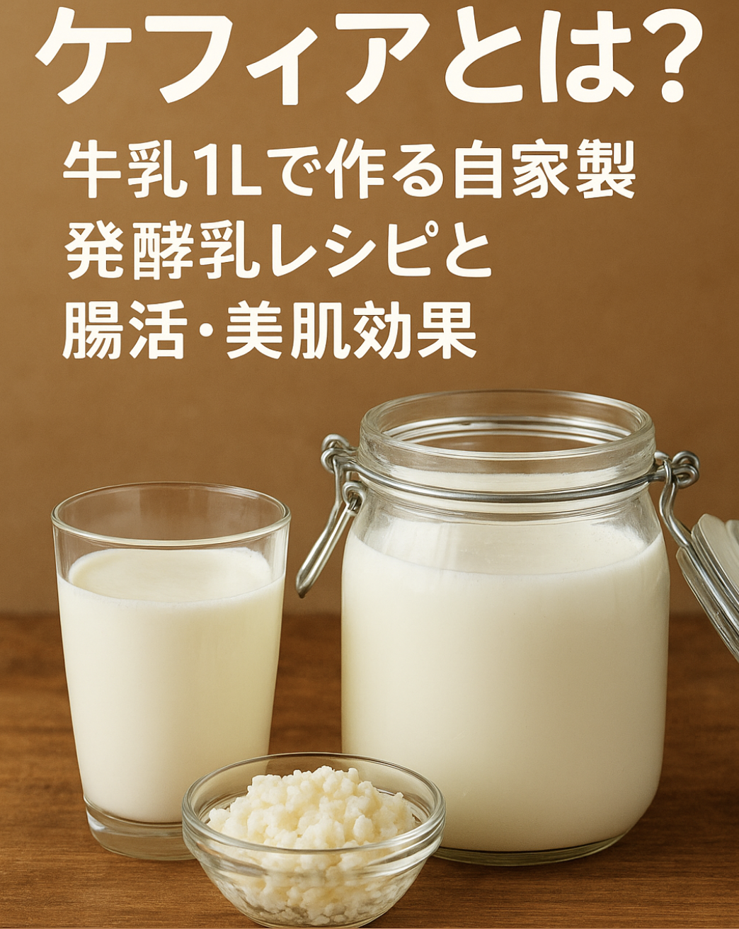 「ケフィアとは？牛乳1Lで作る自家製発酵乳レシピと腸活・美肌効果を紹介する画像