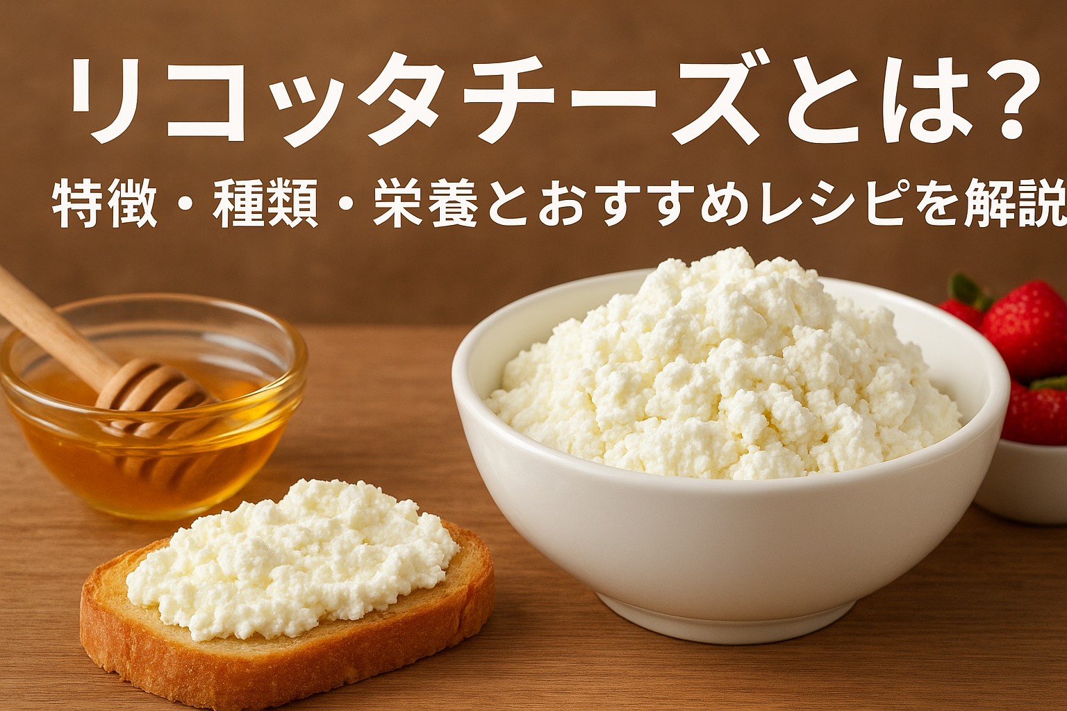 リコッタチーズとは？特徴・種類・栄養とおすすめレシピを解説する記事用アイキャッチ画像