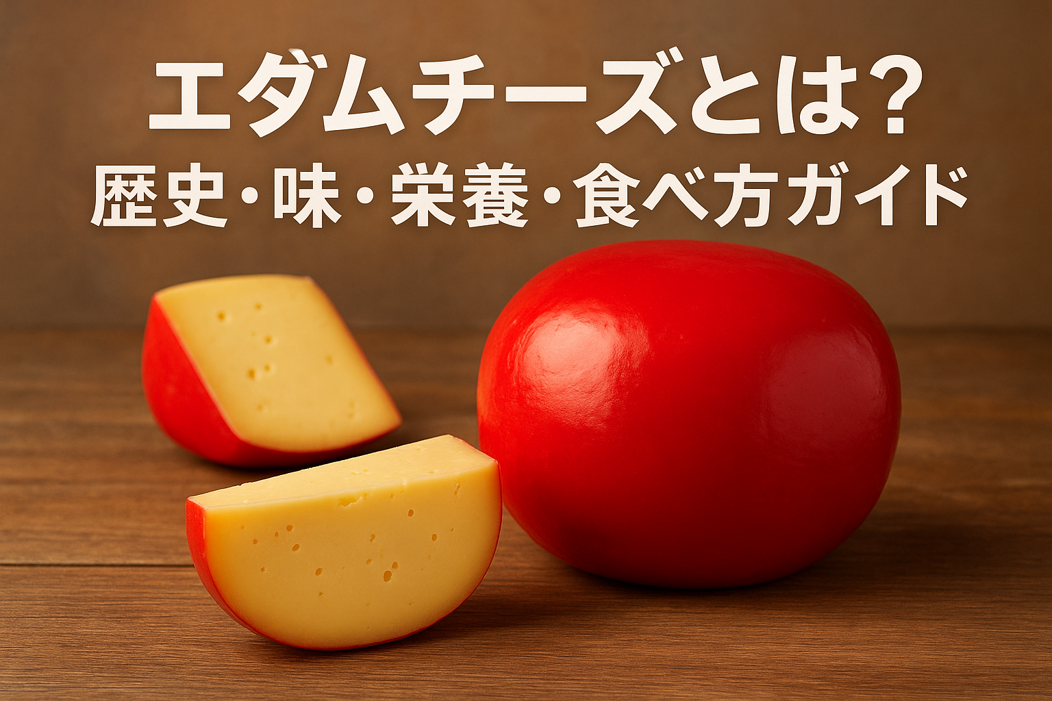 赤いワックスに包まれたエダムチーズとフルーツの盛り合わせ