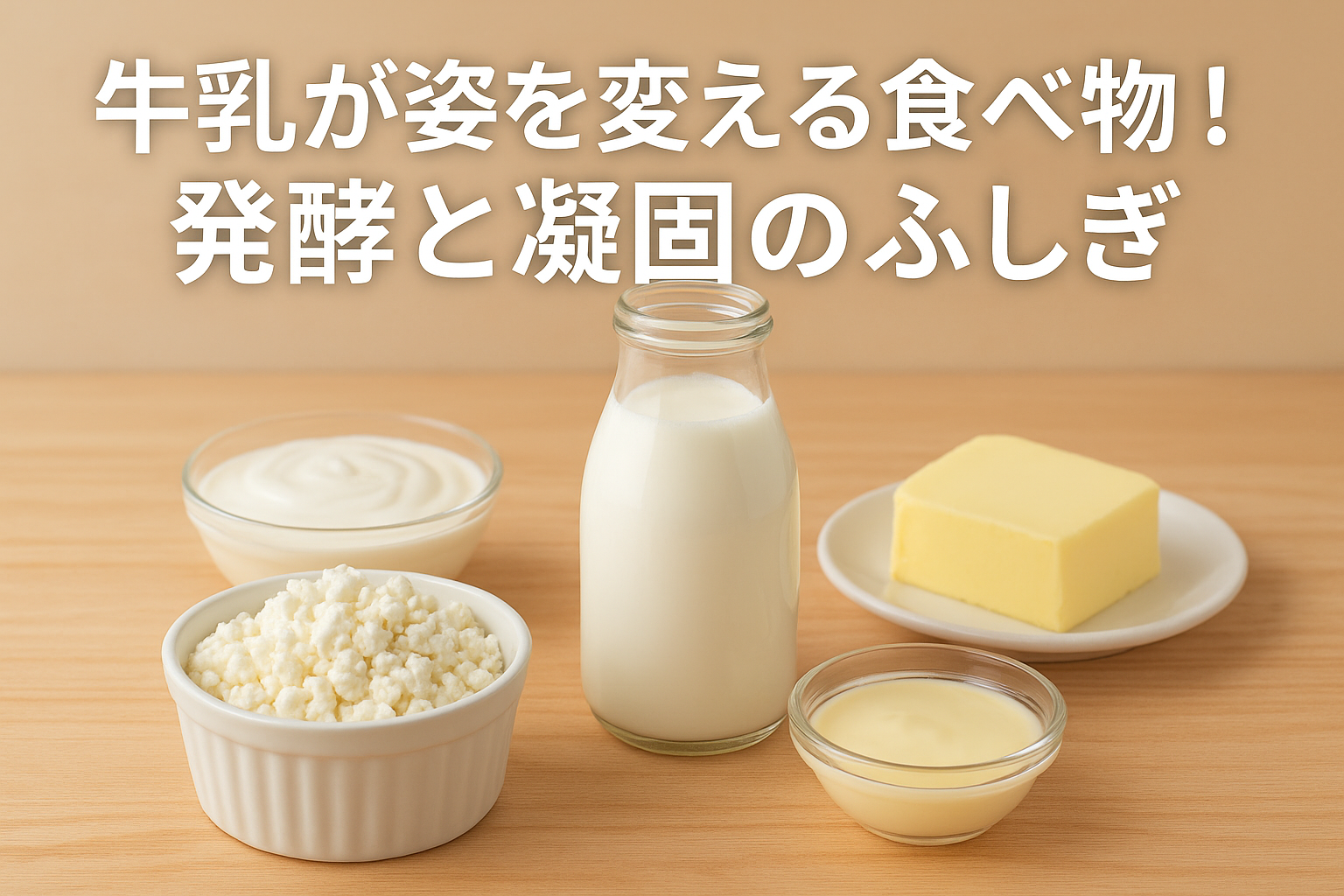 牛乳が発酵や凝固でヨーグルトやチーズに変わる仕組みを紹介するアイキャッチ画像