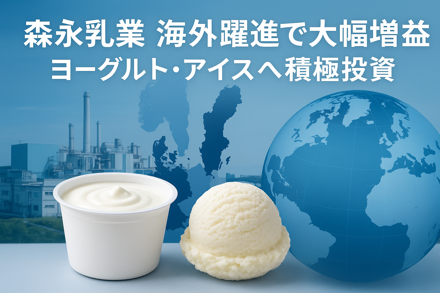 森永乳業の海外事業成長とヨーグルト・アイスへの投資を示すイメージ写真