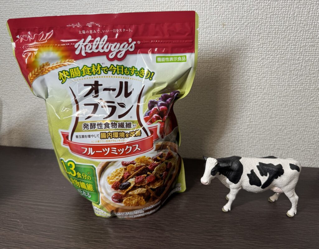 オールブラン フルーツミックスと牛乳で腸活朝食