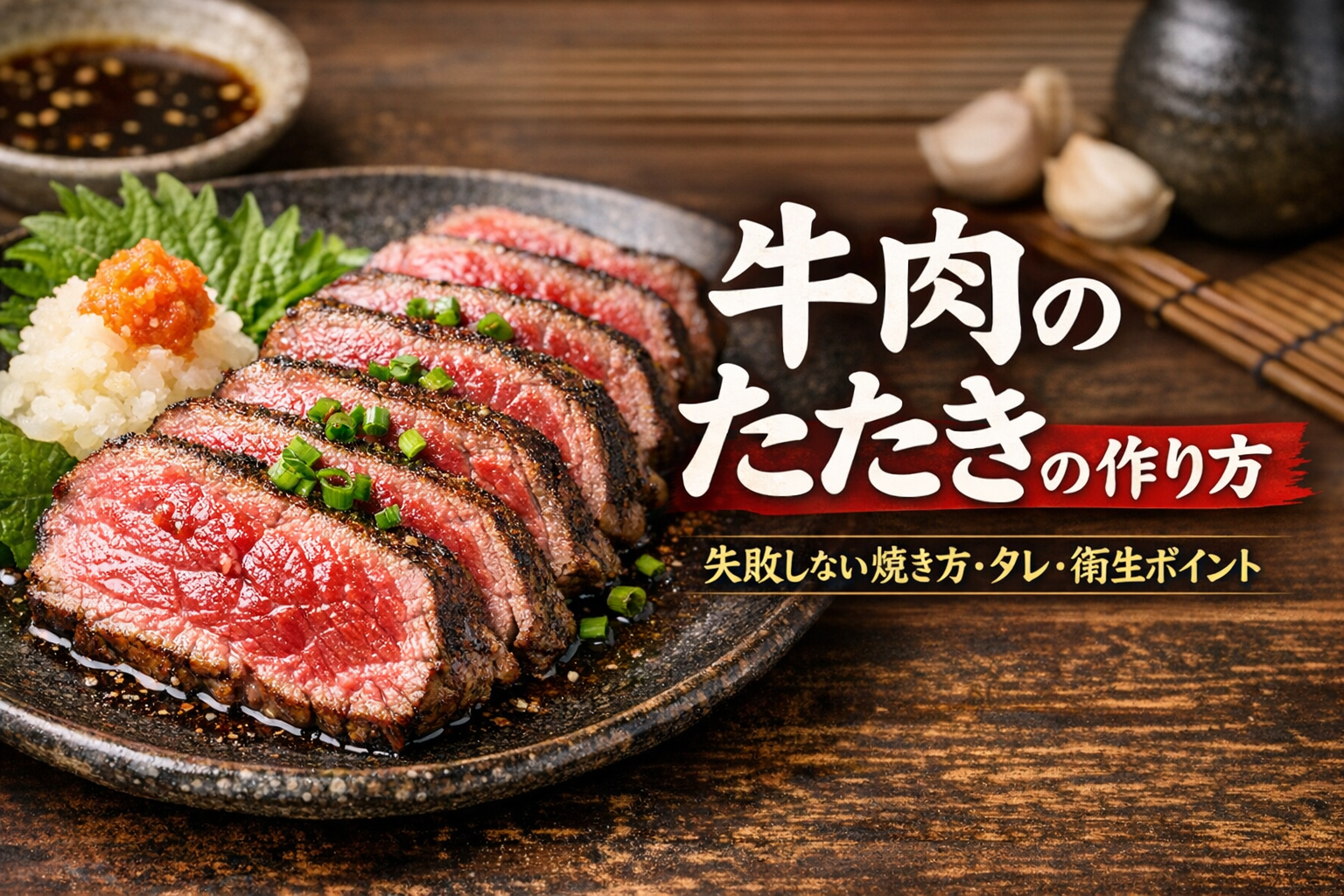 牛肉のたたきの作り方｜表面を焼いたレア牛肉と薬味、失敗しない焼き方と衛生ポイント