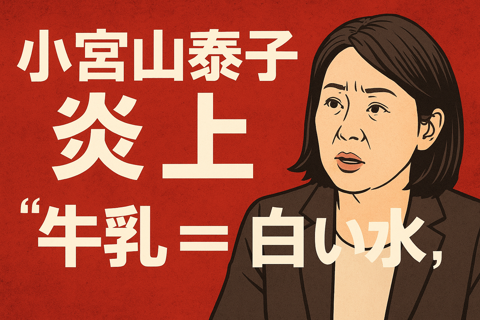 小宮山泰子 牛乳「白い水」炎上のイメージ（牛乳瓶とX投稿）