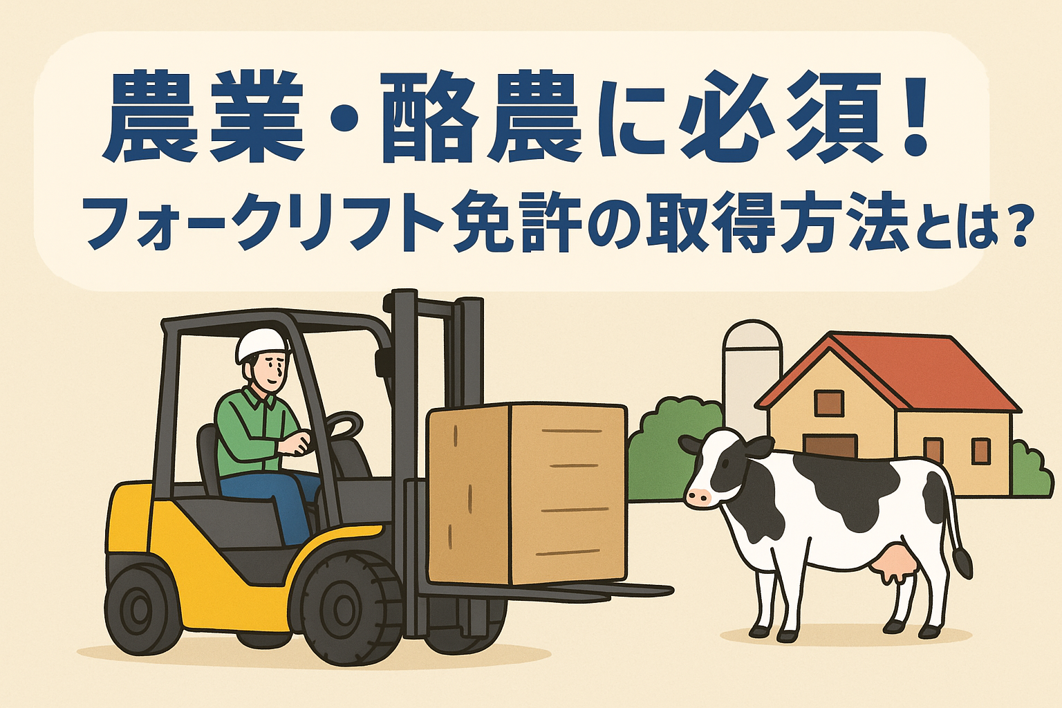 農業・酪農向けフォークリフト免許取得方法を解説するアイキャッチ画像