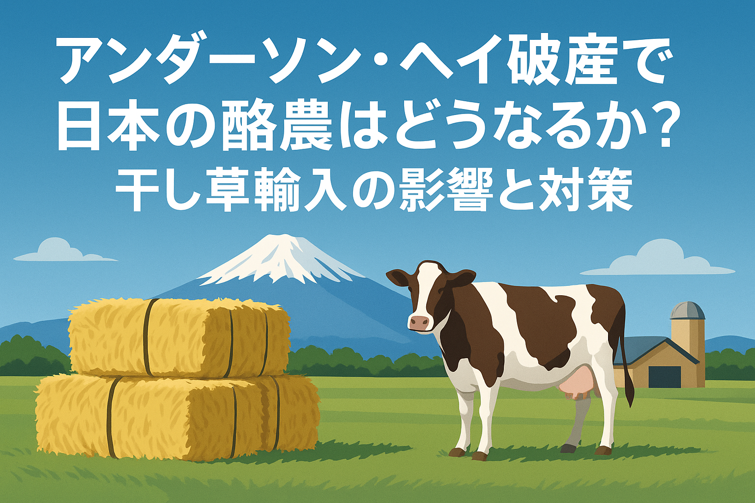 アンダーソン・ヘイ破産による干し草輸入影響と日本の酪農への影響を解説するアイキャッチ画像