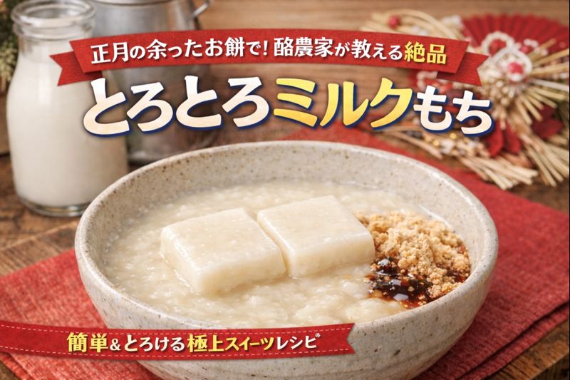 正月の余ったお餅と牛乳で作るとろとろミルクもちの完成イメージ