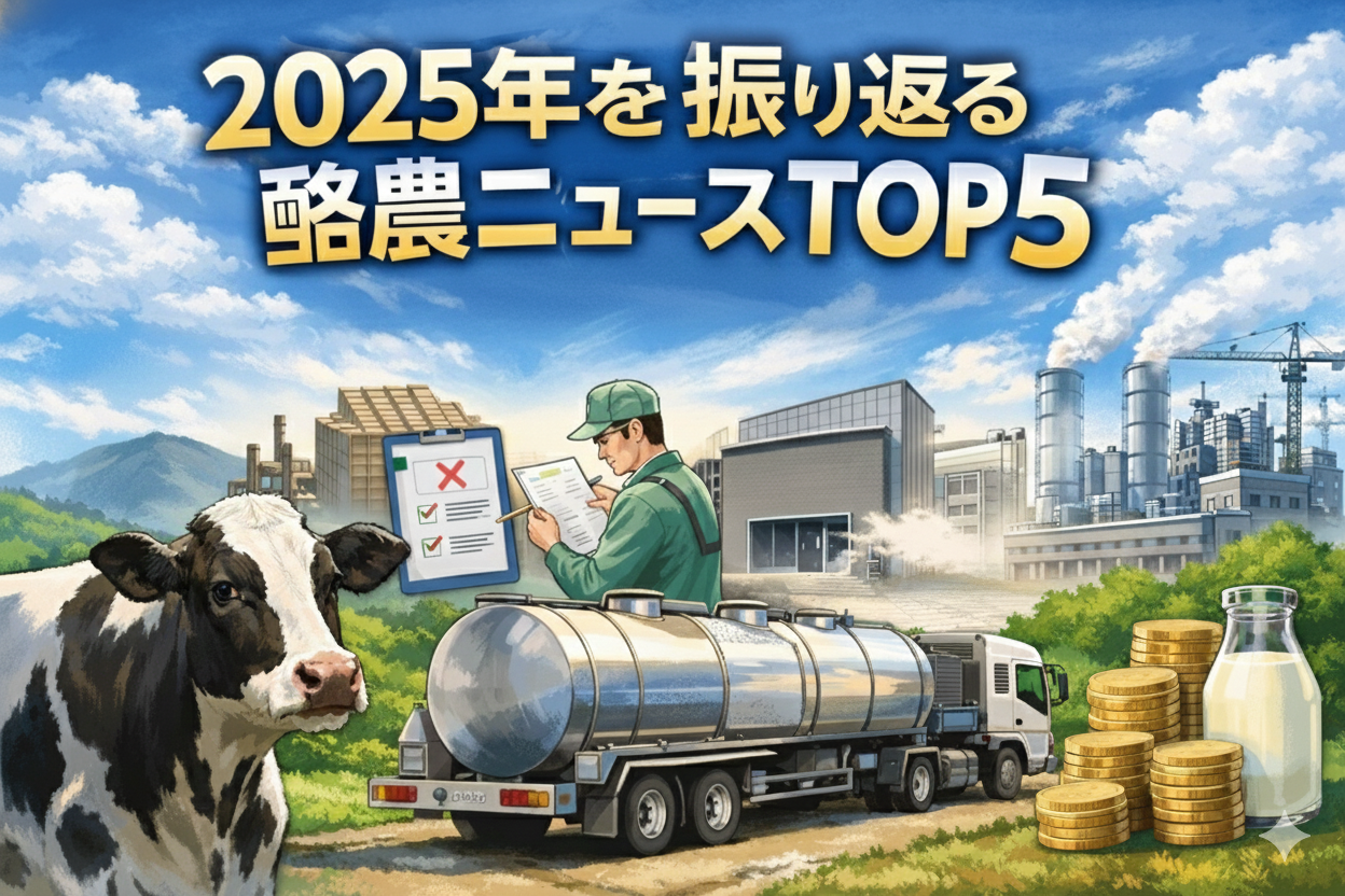 2025年を振り返る酪農ニュースTOP5｜生乳価格改定・品質問題・工場再編を解説したアイキャッチ画像
